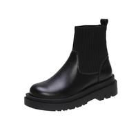 Generisch Bottines à semelle compensée extensible 2026 - Respirantes - Décontractées - Confortables - Coupe élastique - Chaussures tendance pour le quotidien, Noir , 37 EU