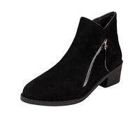 Generisch Bottines à talon épais pour femme avec motif léopard, fermeture éclair pointue, coupe confortable, design robuste