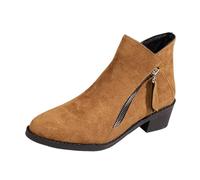 Generisch Bottines à talon épais pour femme avec motif léopard, fermeture éclair pointue, coupe confortable, design robuste
