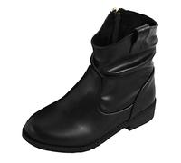 Generisch - Bottines avec fermeture éclair latérale pour fille - Bottes western pour enfants - Bottines d'équitation à talon bas et fermeture éclair - Bottes imperméables pour enfant, Noir , 33 EU