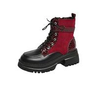 Generisch Bottines avec impression artistique, semelle épaisse, design à lacets, style tendance, talon bas, chaussures d'hiver pour sorties décontractées, bottines pour femme avec profil robuste