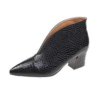 Generisch Bottines avec imprimé serpent - Talon épais - Confortables - Chaussures pointues - Pour femme - Élégantes - Bottes d'hiver confortables - Talon bloc - Bottes en caoutchouc, Noir , 39 EU