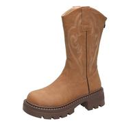 Generisch Bottines basses pour femme - Marron - Bottes mi-mollets - Bottes courtes - Automne et hiver - Élastiques - Rétro - Respirantes, jaune, 39 EU