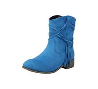 Generisch Bottines basses pour femme - Marron - Bottes mi-mollets - Bottines courtes - Automne et hiver - Élastiques - Rétro - Respirantes, bleu, 39 EU