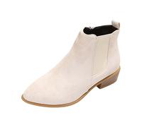 Generisch Bottines Chelsea élégantes pour femme - Avec talon - En daim - Avec fermeture éclair - Bottes de travail basses - Couleur unie - Confortables - Bottes de loisirs, 40 EU