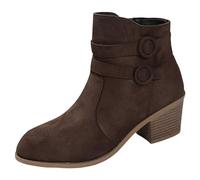 Generisch Bottines compensées doublées pour femme - Automne et hiver - Bottes de transition - Semelle souple - Bottes de bateau - Bottes de neige pour les jours froids, marron, 40 EU