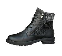 Generisch Bottines courtes à lacets pour femme, fermeture éclair latérale, semelle à crampons, antidérapantes, talon bas, chaussures de randonnée pour activités de plein air, Noir , 36 EU