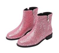 Generisch Bottines courtes à paillettes pour femme - Style rétro et élégant | Bottes courtes pour femme avec fermeture éclair latérale, en cuir, confortables, brillantes, pour fête, soirée, mariage