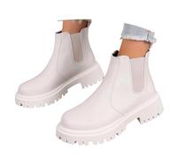 Generisch Bottines courtes pour femme - Avec talon bloc - Style gothique - Fermeture éclair - Rétro - Couleur unie - Bottes de loisirs - Bottes classiques pour femme, Blanc., 39.5 EU