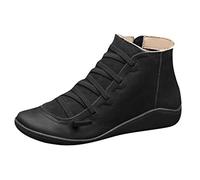 Generisch Bottines courtes pour femme - Confortables - Antidérapantes - Légères - Fermeture éclair - Chaussures d'extérieur - Bottes de trekking - Chaussures en cuir - Bottes de jardin, Noir , 37 EU