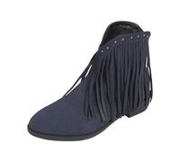 Generisch Bottines de cowboy pour femme - Style rétro - Bottes de chevalier Chelsea élégantes - Bottes de transition élégantes - Bottes de tous les jours pour femme - Automne et hiver, bleu marine, 40