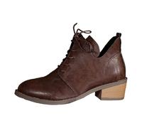 Generisch Bottines de motard pour femme - En cuir synthétique - Bottines courtes - Tendance - Couleur unie - Élégantes - Pour le quotidien - Légères - À lacets - Pour l'été, marron, 39 EU