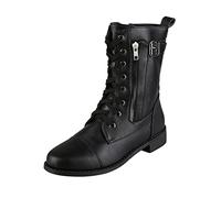 Generisch Bottines de Moto Militaire Pour Femmes à Talons - Fermeture Éclair Latérale Pour Extérieur Style Chevalier