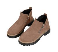 Generisch Bottines de pluie pour femme - Bottines courtes pour l'automne - Avec fermeture éclair latérale - Couleur unie - Semelle épaisse - Bottes d'entraînement en cuir - Taille 35-42 EU, Rose, 38