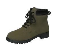 Generisch Bottines d'équitation à lacets pour femme - Style rétro - Style western - Pour le printemps - Couleur unie - Élégantes - Pour l'hiver - Loisirs - Classiques, Vert militaire., 39 EU