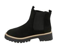 Generisch Bottines d'équitation mi-hautes pour femme - Bottes larges avec semelle antidérapante - Bottes d'hiver courtes en cuir imperméables - Chaussures d'automne - Bottes d'hiver chaudes