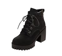 Generisch Bottines d'équitation pour femme avec talon bloc - Bottes de cowboy à lacets - Fermeture éclair - Bottes western - Bottes de transition élégantes pour le quotidien, l'automne et l'hiver