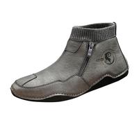 Generisch Bottines d'hiver chaudes pour homme - Confortables - Chaussures de loisirs - Avec profil robuste, gris, 45 EU