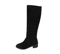 Generisch Bottines d'hiver classiques pour femme - Bottes chaudes en daim - Bottes à enfiler - Bottes basses avec boucle - Bottes courtes de transition - Bottes mi-hautes, Noir , 42 EU