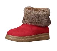Generisch Bottines d'hiver en daim synthétique avec polaire - Confortables et tendance - Bottines à talon bas pour femme - Pour les loisirs et le travail, rouge, 38 EU