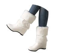 Generisch Bottines d'hiver mi-hautes pour femme - Bout rond - Doublure chaude - Chaussures d'automne tendance pour les loisirs et la vie quotidienne