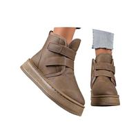 Generisch Bottines d'hiver pour femme - Couleur unie - En cuir - Doublées - Chaudes - Pour l'extérieur - Robustes et confortables - Loisirs - Bottes de cowboy, kaki, 40 EU