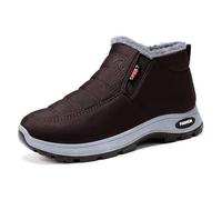 Generisch Bottines d'hiver pour femme, doublées en polaire, confortables, décontractées, chaudes, à enfiler, café, 35 EU