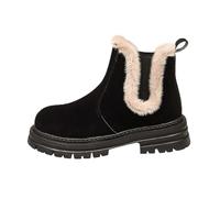 Generisch Bottines d'hiver pour femme - Tige courte - Tendance - Chaudes - Avec fermeture éclair - Semelle épaisse - Antidérapantes - Confortables - Pour la vie quotidienne, Noir , 40 EU