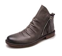 Generisch Bottines d'hiver pour homme - Avec fermeture éclair - Style vintage - Élégantes - Pour l'automne et l'hiver - Bottes de combat classiques - Bottes de cowboy confortables, gris, 41 EU