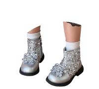 Generisch Bottines d'hiver tendance pour fille avec détails scintillants dans un design décontracté à tige courte pour les enfants soucieux de la mode, argenté, 27.5 EU