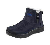 Generisch Bottines d'hiver tendance unies avec doublure en polaire - Bottes de neige chaudes confortables et décontractées - Chaussures à enfiler, Marine, 43 EU