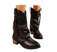 Generisch Bottines élégantes à talon pour femme - Bottines à plateforme - Talon bloc - Tige large - Bottines d'extérieur - Bottes légères - Bottes de cowboy sexy - Bottes larges - Pointure 36