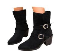 Generisch Bottines élégantes pour femme avec talon - Bottines à plateforme - Bottes d'extérieur pour femme - Tige large - Talon bloc - Sexy - Légères - Bottes de cowboy confortables - Bottes de cowboy