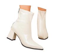 Generisch Bottines élégantes pour femme en dentelle - Coupe étroite - Fermeture éclair à l'arrière - Talon bas - Matériau robuste pour l'hiver