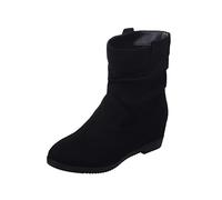 Generisch Bottines élégantes pour femme, style britannique, unisexe, sans embout rond, polyvalentes, courtes, confortables, pour le quotidien, Noir , 41 EU