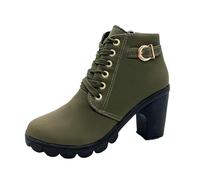 Generisch Bottines Femme en PU Cuir avec Talon Compensé à Bloc - Bottes à Talon Haut - Bottines Courtes - Bottines Orthopédiques avec Fermeture Éclair - Bottines d’Automne et d’Hiver - Bottines de