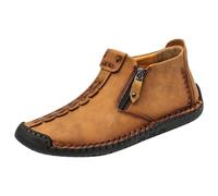 Generisch Bottines mi-mollet zippées pour homme avec doublure intérieure chaude, semelle antidérapante pour l'aventure, chaussures de loisirs élégantes avec fermeture éclair latérale, finition robuste