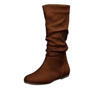 Generisch Bottines plates à lacets pour femme - En cuir synthétique - Bottes de cowboy - Style rétro médiéval - Bottes mi-mollet - Bottes de cowgirl - Pour l'automne et l'hiver - Costume d'Halloween