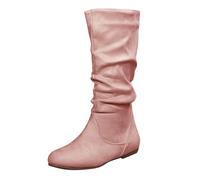 Generisch Bottines plates à lacets pour femme - En cuir synthétique - Bottes de cowboy - Style rétro médiéval - Bottes mi-mollet - Bottes de cowgirl - Pour l'automne et l'hiver - Costume d'Halloween