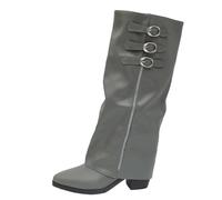 Generisch Bottines plates élégantes pour femme avec fermeture éclair, boucle à l'avant, hauteur de la tige moyenne, matériau extérieur robuste, tige large confortable pour la mode d'automne