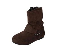 Generisch Bottines plates pour femme avec semelle épaisse et pointe ronde comme chaussures de loisirs confortables pour le quotidien et les activités de plein air, marron, 41 EU