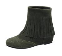 Generisch Bottines plates pour femme - Bottes western en daim - Talons bas - Bottes à franges - Bottes à plateforme - Bottes de cheville - Bottes d'hiver à enfiler - Chaussures élégantes, vert, 45 EU