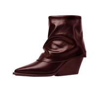Generisch Bottines pour femme - Automne et hiver - Bout pointu - Bottes en cuir avec talon bloc - Bottes de travail avec fermeture éclair latérale - Antidérapantes - Bottes de transition élégantes