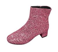 Generisch Bottines pour femme avec paillettes plateforme talon bloc talons hauts bottines pour femme bottines courtes bottines orthopédiques avec fermeture éclair automne hiver bottes de transition