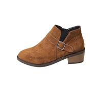 Generisch Bottines pour femme avec talon - Tige courte en daim - Bout pointu - Bottines courtes 2025 - Élégantes - Décontractées - Courtes - Bottes d'hiver pour femme - Bottes de cheville avec boucle