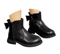 Generisch Bottines pour fille - Hiver - Automne - Printemps - Élégantes - Avec nœud - Confortables - Élastiques - Chaussures mignonnes, Noir , 33 EU