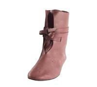 Generisch Bottines pour homme et femme d'Europe et des États-Unis avec tête ronde et grand talon carré, bottes à lacets avec boucle de ceinture, marron, 48 EU