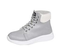 Generisch Bottines tendance avec fermeture éclair latérale pour l'hiver - Bottines à lacets doublées chaudes - Chaussures de loisirs confortables, Gris clair., 38 EU