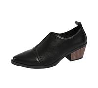 Generisch Bottines tendance pour femme avec bout pointu et talon épais - Bottines décontractées en cuir pour un usage quotidien - Chaussures confortables avec profil robuste, Noir2, 38 EU
