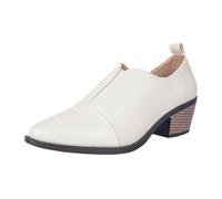 Generisch Bottines tendance pour femme avec bout pointu et talon épais - Bottines décontractées en cuir pour un usage quotidien - Chaussures confortables avec profil robuste, Blanc., 41 EU